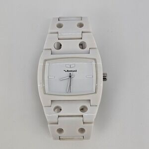 Vestal Analog Watch Women's 43MM White Dial White Plastic Bands 5.5" New Battery